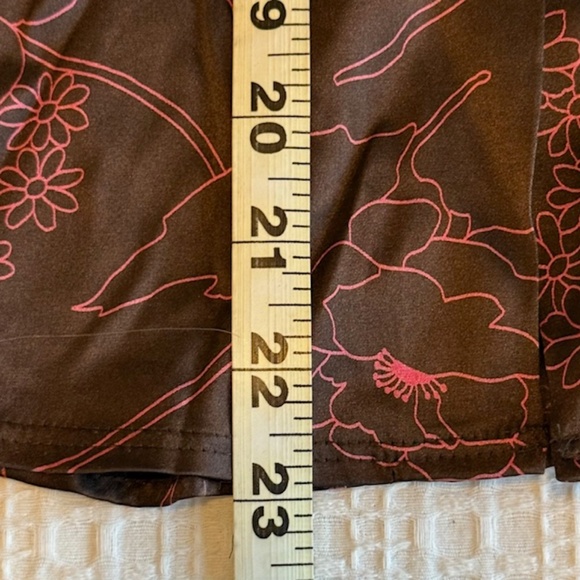 Trina Turk Brown & Pink Floral Silk Stretch Blouse Size Small - Picture 10 of 11